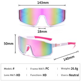 BECILES Sunglasses Cycling Glasses Men Women Sports Glasses Cycling Glasses Protective Glasses Sunglasses Anti-UV for Outdoor Activities such as Cycling Running Climbing Driving Fishing Golf Ski