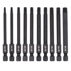 Dekton 10pc 75mm S2 Steel Impact Bits T10-t40- Specifically Designed for Use with Impact Drivers| Forged Tip for Greater Impact Resistance| Torsion Heat-Treated| S2 Grade Steel| High Torque Load Use