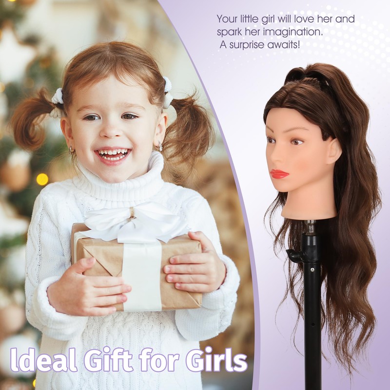 Mannequin Head with 80% Human Hair Cosmetology Practice Doll Head