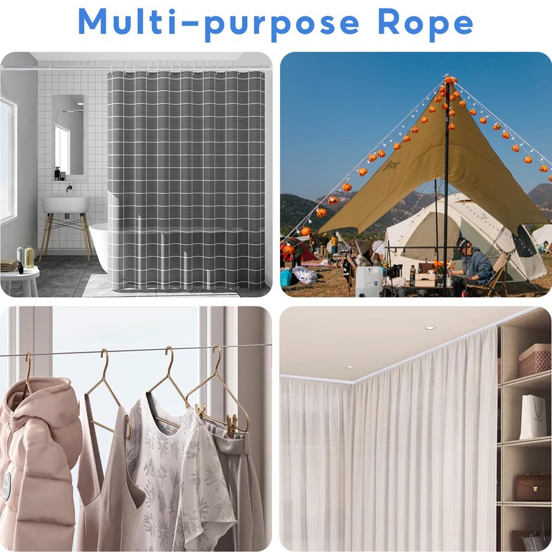 Welidoyaa Net Curtain Wire and Hooks Set 4M Curtain wire