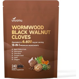 18-in-1 Black Walnut Wormwood Supplement – Digestive & Gut Health Support with Clove, Garlic, Turmeric, Pumpkin Seed & Oregano, 240 Softgels
