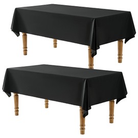 Glomii 2 Pack Black Rectangle Table Cloths - Wrinkle Free Machine Washable Tablecloth, Polyester Durable Fabric Table Cover for Dinning Room, Party, Buffet, Wedding, Restaurants, 58 x 86 Inch.