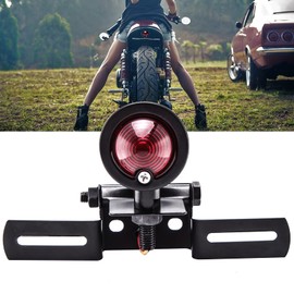 DREAMIZER 12V Black Motorcycle Tail Light Brake Stop Running Light Lamp with License Plate Holder Compatible With Bobber Chopper Cafe Racer