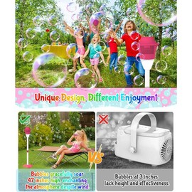 Bubble Machine with Light for Kids, Automatic Height 47" Vertical Bubble Maker, Battery Operated (Excluding Battery) Bubble Blower Outdoor Summer Toys for Birthday, Wedding, Christmas-Red