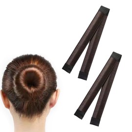 Hair Bun Maker, 2Pcs Hair Bun French Bun Makers for Hair Twist Fold Hair Donuts for Buns Easy Hair Donut Deft Hair Bun Maker Hair Bun Accessories for Girls Women (Dark Brown)