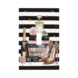 Decorative 1-Gang Single Toggle Device Decorator Outlet Light Switch Wall Plate Cover Lady Modern Girls Woman Gorgeous Electrical Oversized Faceplate Cover Cosmetic Heel Printed