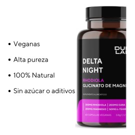 Dumo Labs Suplemento Alimenticio Delta Night Rhodiola Glicinato De Magnesio Gaba 60 Cápsulas 0.8g Cada Una Oso Trava Vegano Mejora Sueño y Ansiedad 100% Natural Sin Azucar Bienestar