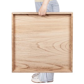 Ottoman Tray for Coffee Table Living Room Wood Serving Tray Large Wooden Square 24 Inches Rustic Torched