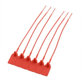 PZRT 50pcs Plastic High Security Seal With Metal Insert Adjustable Self-Locking Pull Tight Cable Ties Tags Disposable Wire Padlock for Cargo Container Seal Lock Red