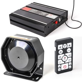 SMALLFATW Police Siren 20 Tones 130 DB 200 Watt, Dual 20A Auxiliary Switch, Wireless Remote USB Rechargeable 15M Control Range, Car PA System Speaker Horn, Emergency Siren for Car Truck Vehicles