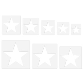 Large Star Stencil Set, 8 PCS Reusable Plastic Templates in Different Sizes, 5 Point Stencils for Painting, Spray, Fabric, Wall, Paper, Crafts, DIY Home Decoration