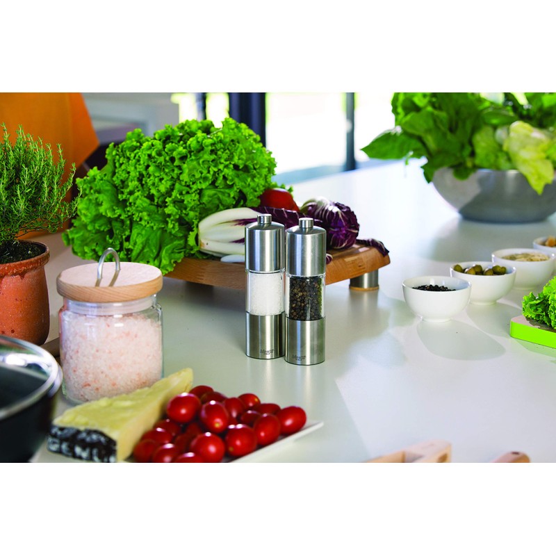 Bisetti Terni Adjustable Salt Mill Grinder, 7.5 Inch, Clear