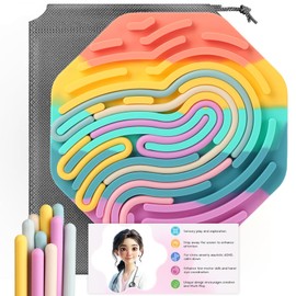 Sensory Activity Board, Sensory Fidget Toys for Kids, Busy Board for Stress Relief (Rainbow)
