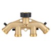 Garden Hose Splitter 4 Way Brass,3/4" Tap Splitter Shut Off
