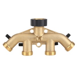 Garden Hose Splitter 4 Way Brass,3/4" Tap Splitter Shut Off Connector Pipe Nozzle Switcher for Garden Irrigation(American Thread 3/4")