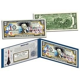 Mercury 7 Astronauts NASA Original 7 Uncirculated Two Dollar Bill Special Edition Collectible Display Holder and Certificate