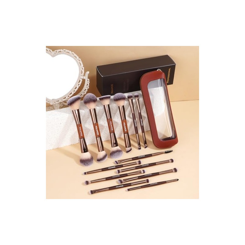 Maange Set Profesional Brochas Maquillaje Doble Punta Usos Kit Completo