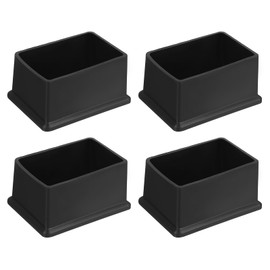 QUARKZMAN Pack of 4 PVC Square Chair Leg Caps, 60 mm x 40 mm OD Black Furniture Feet Pads, Table Foot Covers, Floor Protectors for Patio Table, Cabinet, Bed Furniture