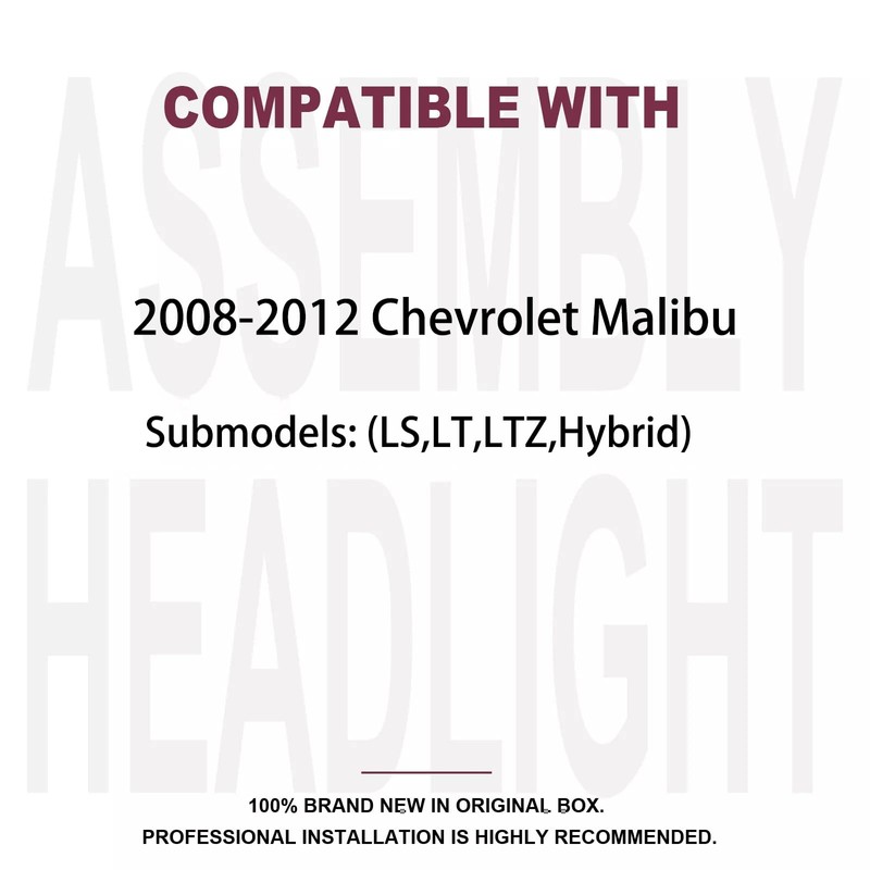 Aresparts 2PCS Headlight Assembly For 2008-2012 Chevy Malibu LT LS