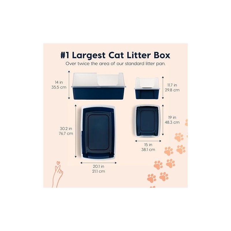 IRIS USA XX-Large Side Entry Cat Litter Box, Open Top