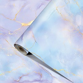 HOMETITUTE Light Blue Purple Marble Wallpaper Contact Paper 15.7"x39.4" Peel and Stick Wall Paper Self Adhesive Removable Vinyl Wall Sticker for Cabinet Shelf Countertop Decor