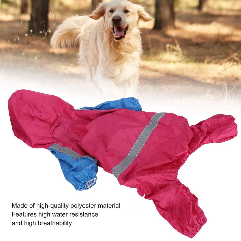 Pet Raincoat Waterproof Dog Coat Jacket with Reflective Strip Breathable