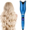 Automatic Curling Iron Wand LED Temperature Display Timer Blue Curling