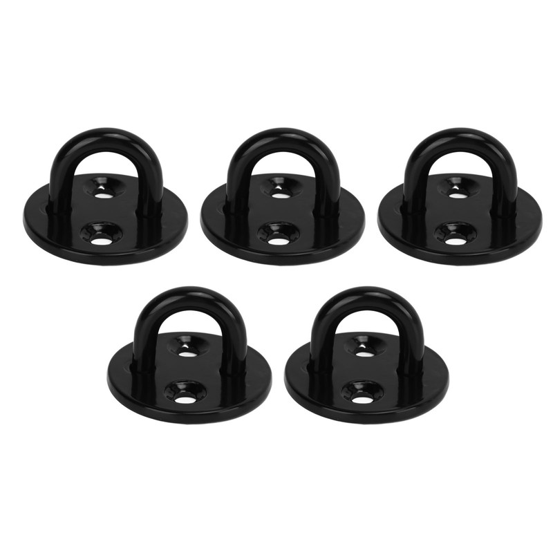 5Pcs Eye Plate Thickened Black Stainless Steel Enhanced Load Bearing