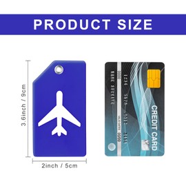 Zonon Luggage Tags, 8 Pieces Silicone Travel Luggage Name Tags with Privacy Cover and Stainless Steel Loops(Blue)