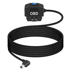 GELRHONR Right Angle OBD Power Cable for Dash Camera, Mini USB OBD2 Dashcam Hardwire Kit with 24 Hours Surveillance and Acc 2 Mode 11.5FT, for EV Hybrid Fuel Vehicles(Right Angle Mini USB)
