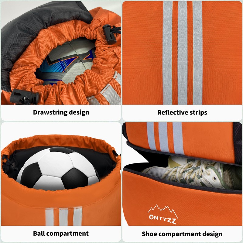 ONTYZZ Orange Sports Backpack with Drawstring Closure Basketball Backpack Gym