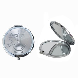 12 Pcs Baptism Compact Mirror Favor -Bautizo Recuerdos/Holy Spirit Makeup Compact with Decorated Pouch