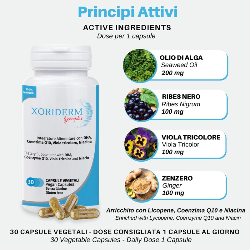 XORIDERM LYCOMPLEX Dietary Supplement for Combating Redden, Irritated and Flaky