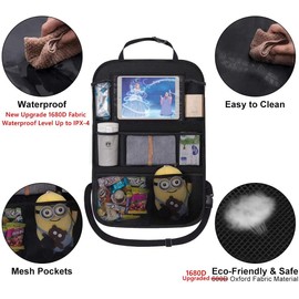 ONE PIX Backseat Car Organizer Mats Back Seat Organizers and Storage Bag with Touch Screen Tablet Holder for Kids Toddlers Car Seats, Travel Accessories, Road Trip Essentials Kids