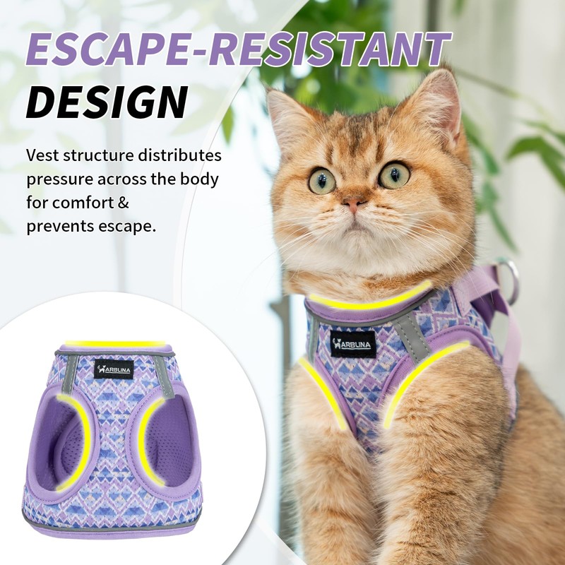 Arblina Soft Mesh Kitten Harness and Leash Set for Walking,