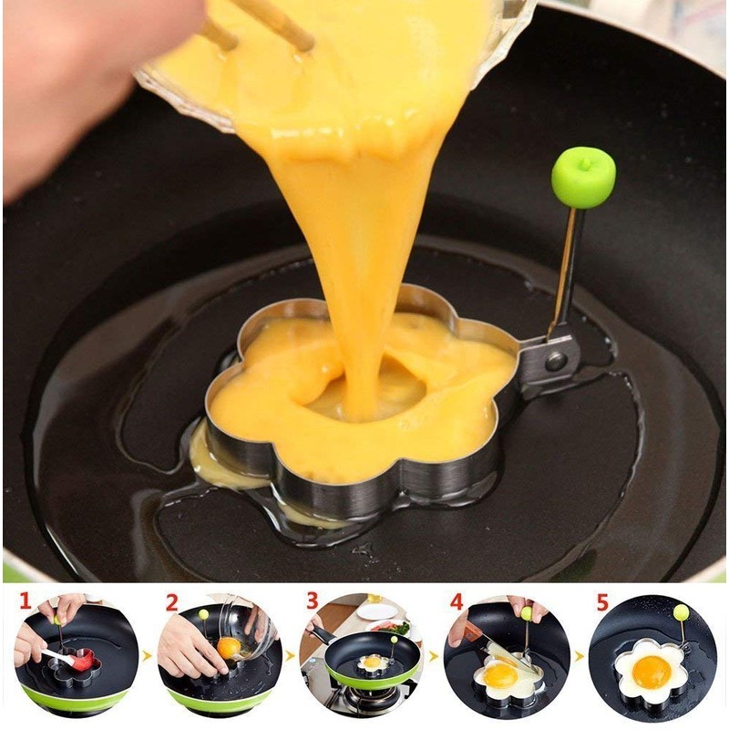 6 Shape Non-Stick Egg Rings Cooking Egg Fried Pancake Omelets