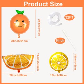 10 Piece Orange Citrus Balloons Set, Large Cartoon Foil Mylar Balloons for Little Cutie Baby Shower, Birthday Summer Fruit Citrus Themed Backdrop Party Decorations