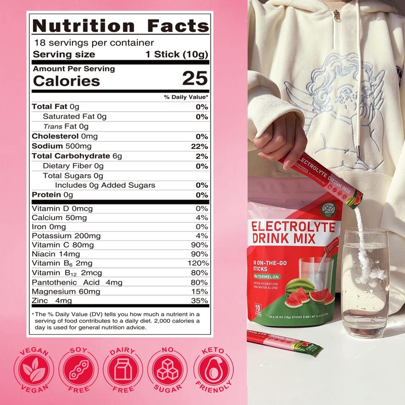 HydriPulse Electrolytes Powder Packets - Sugar Free, Naturally Flavored, 10