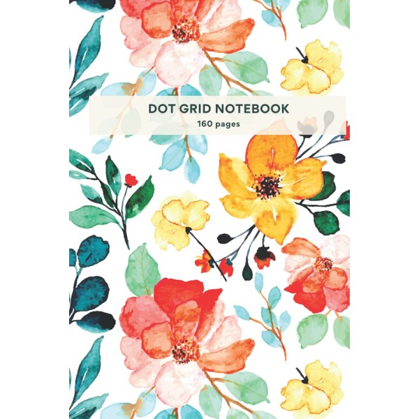 Dot Grid Notebook: Summer flower-themed hardcover notebook journal, 120 dot