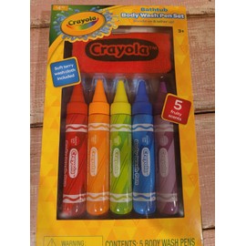 Crayola Bathtub Body Wash Pen and Soft Terry Washcloth Bath Set 5 Fruity Scents