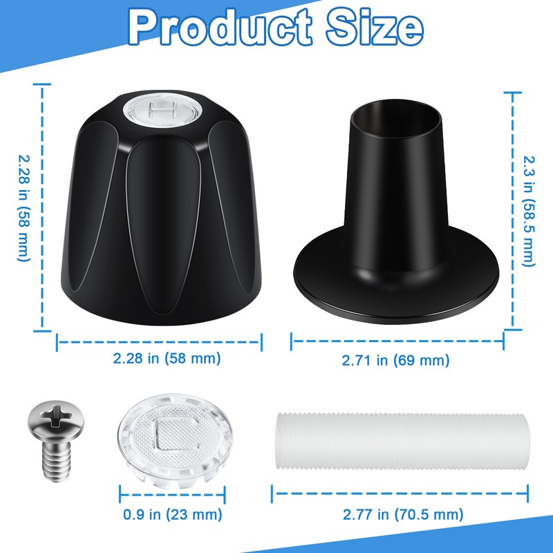 Metal Matte Black Shower Knobs 3 Piece Replacement and Flange