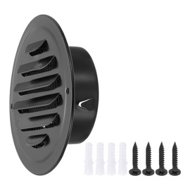 PATIKIL 3" Round Air Vent Cover, Stainless Steel Louvered Wall Inlet Outlet Grill Screen Mesh Ducting Soffit Vent with Screws for Ventilation, Black