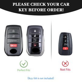 OFF WE GO for Toyota Key Fob Cover, Soft TPU Key Case Fit for 2019-2024 Venza RAV4 Prime Hilux Land Cruiser Fortuner Grand Highlander Corolla Cross Smart Car Key Holder (Gold White)