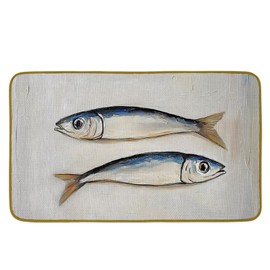 JUIOEIU Coastal Beach Fish Decorative Doormat, Ocean Fish Floor Mat, Vintage Coastal Ocean Beachy Welcome Doormat for Home Indoor Outdoor Front Door Porch Entrance (17 x 30 Inch)