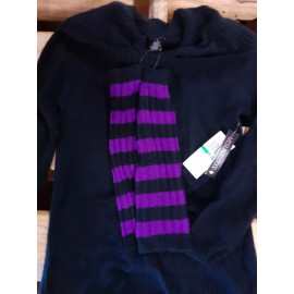 Black MissUnderstood Junior Miss Black Cowl-Neck Sweater and Purple Leg Warmers,M.