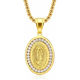 Collar De Oro Plata 925 Mujer Con Virgen De Guadalupe