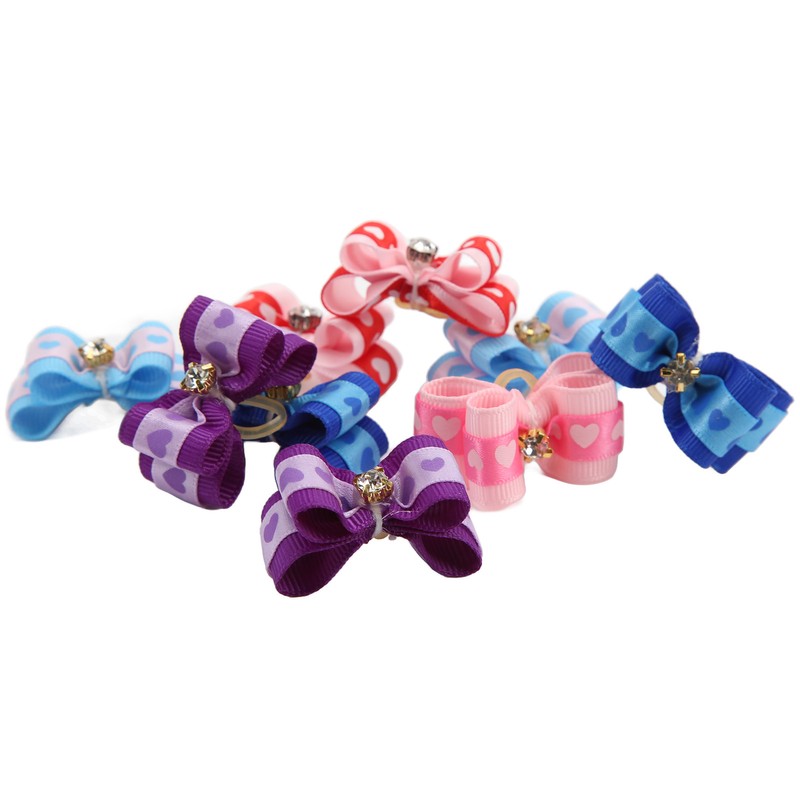 20pcs Pet Hair Bows Dog Grooming Bows with Rubber Bands