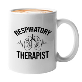 Respiratory Mug White 11oz - Respiratory Therapist - Breathing Exercise Muscle Trainer Health Fitness