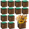 Dandat Wood Cube Planter Box Square Wood Vase Rustic Cube