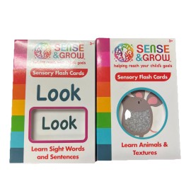 Creative Kids Sense & Grow Sensory Flash Cards 2 Sets Animals And Textures-sight Words